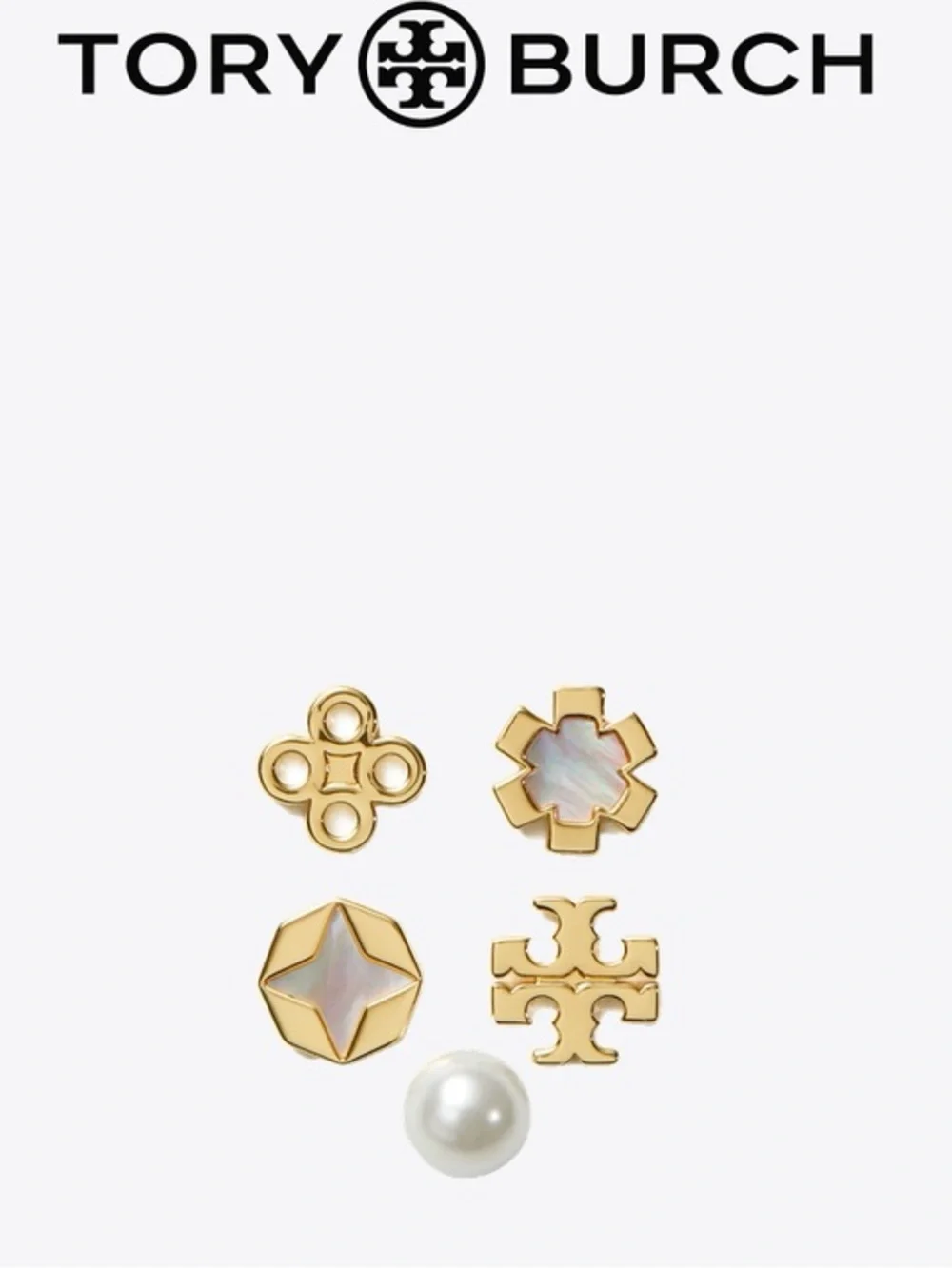 Tory Burch Kira Clover Stud Earring Set | New